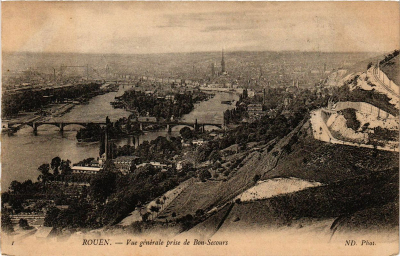 Carte postale ancienne Rouen-Vue générale prise de Bon-Secours à Rouen