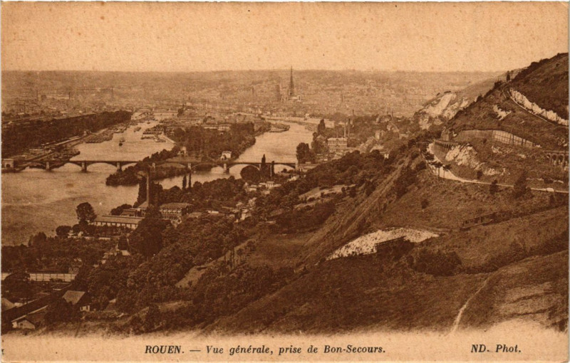 Carte postale ancienne Rouen-Vue générale prise de Bon Secours à Rouen