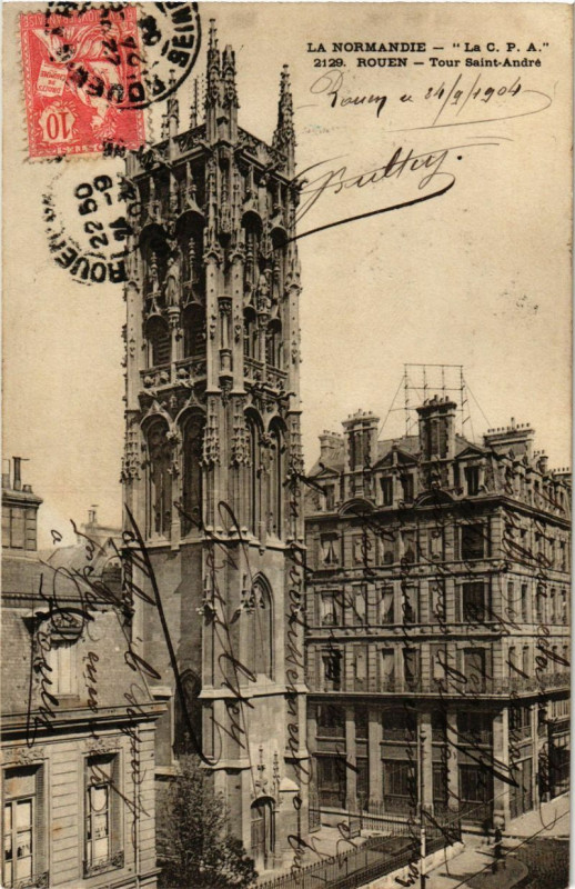 Carte postale ancienne Rouen-Tour Saint-Andre à Rouen