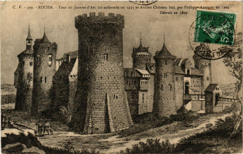 Carte postale ancienne Rouen-Tour ou Jeanne d'Arc à Rouen