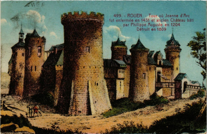 Carte postale ancienne Rouen-Tour ou Jeanne d'Arc à Rouen