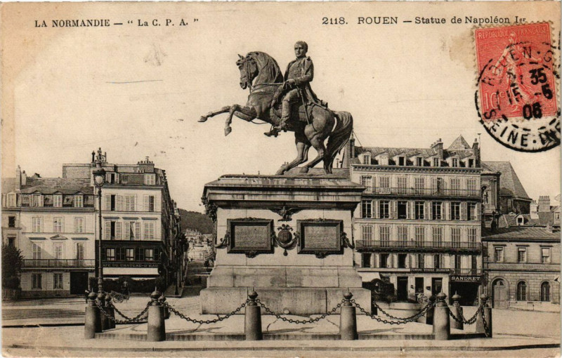 Carte postale ancienne Rouen-Statue de Napoleon à Rouen