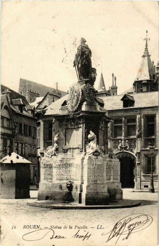 Carte postale ancienne Rouen-Statue de la Pucelle à Rouen