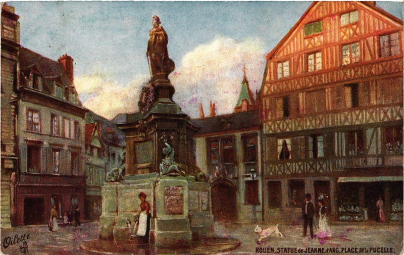 Carte postale ancienne Rouen-Statue de Jeanne d'Arc-Place de la Pucelle à Rouen