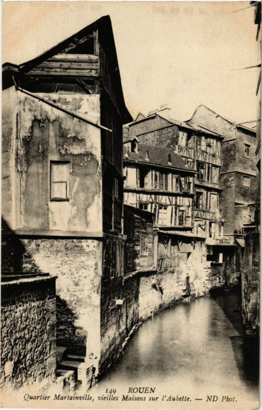 Carte postale ancienne Rouen-Quartier Martainville vieilles Maisons sur l'Aubette à Rouen