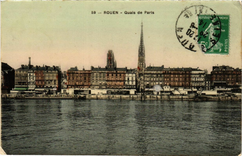 Carte postale ancienne Rouen-Quais de Paris à Rouen