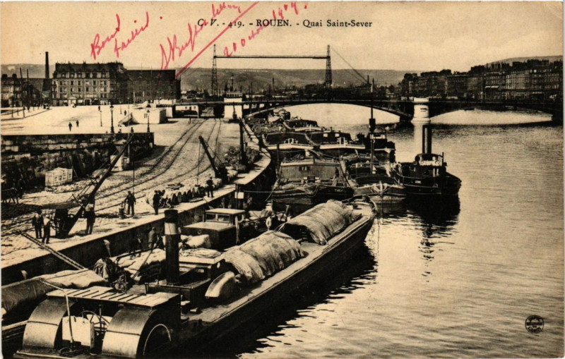 Carte postale ancienne Rouen-Quai Saint-Sever à Rouen