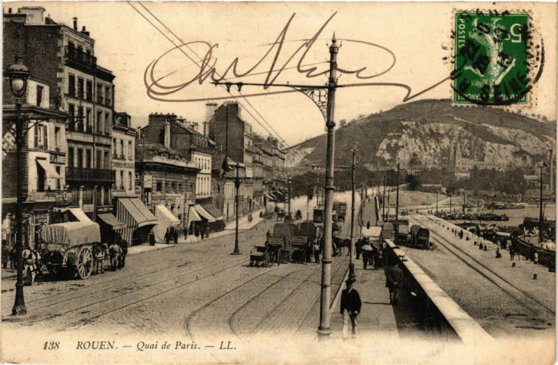 Carte postale ancienne Rouen-Quai de Paris à Rouen