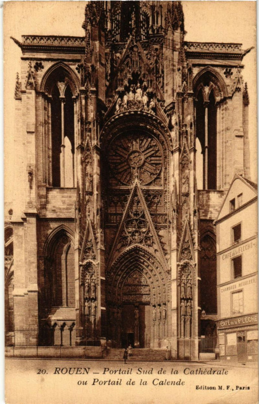 Carte postale ancienne Rouen-Portail Sud de la Cathedrale ou Portail de la Calende à Rouen