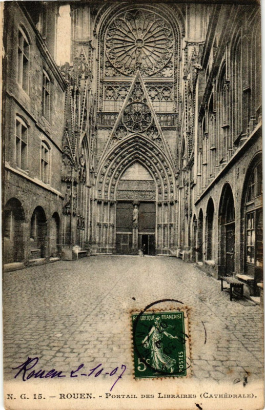 Carte postale ancienne Rouen-Portail des Libraires à Rouen