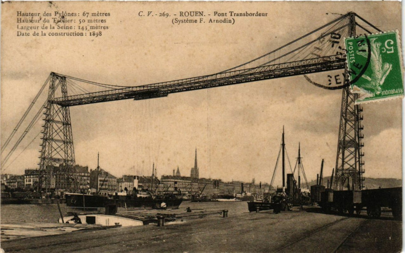 Carte postale ancienne Rouen-Pont Transbordeur à Rouen