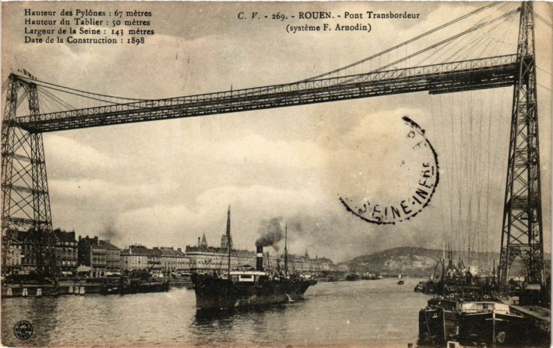 Carte postale ancienne Rouen-Pont Transbordeur à Rouen