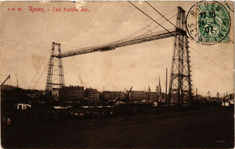 Carte postale ancienne Rouen-Pont transbordeur à Rouen