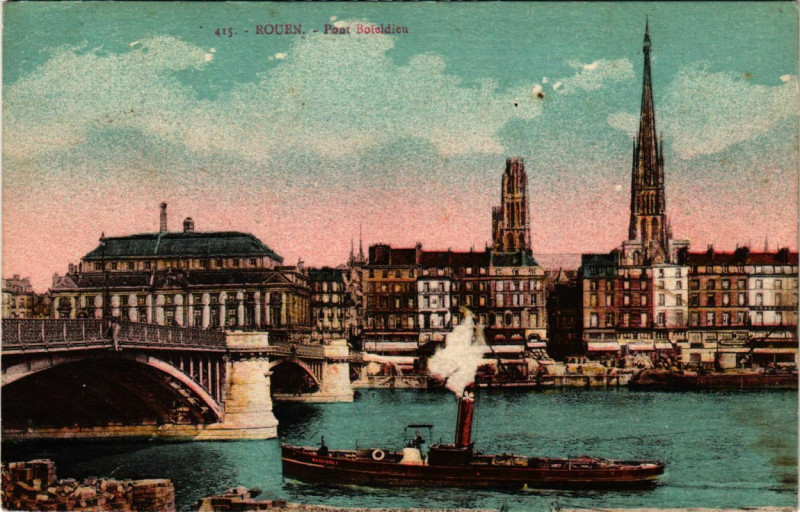 Carte postale ancienne Rouen-Pont Boieldieu à Rouen