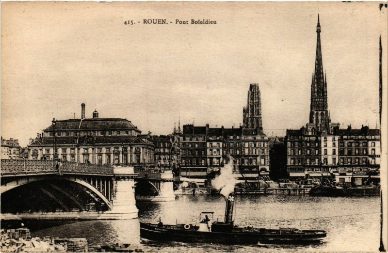 Carte postale ancienne Rouen-Pont Boieldieu à Rouen
