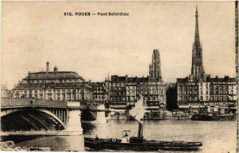 Carte postale ancienne Rouen-Pont Boieldieu à Rouen