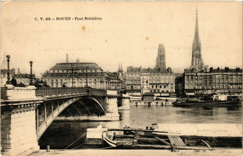 Carte postale ancienne Rouen-Pont Boieldieu à Rouen