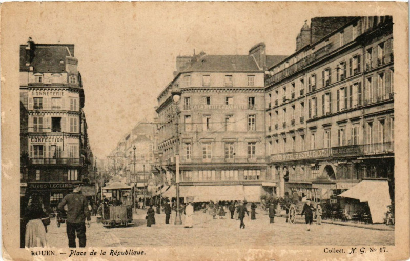 Carte postale ancienne Rouen-Place de la Republique à Rouen