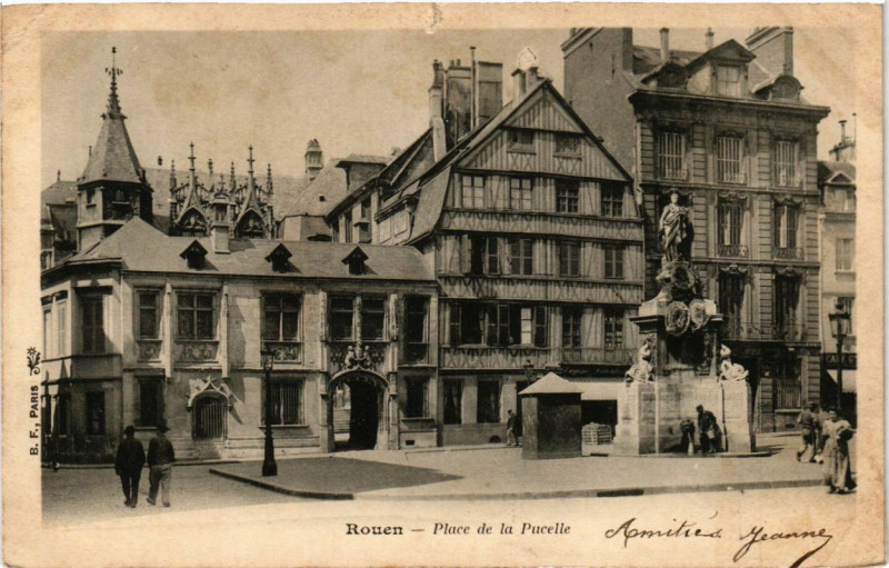 Carte postale ancienne Rouen-Place de la Pucelle à Rouen