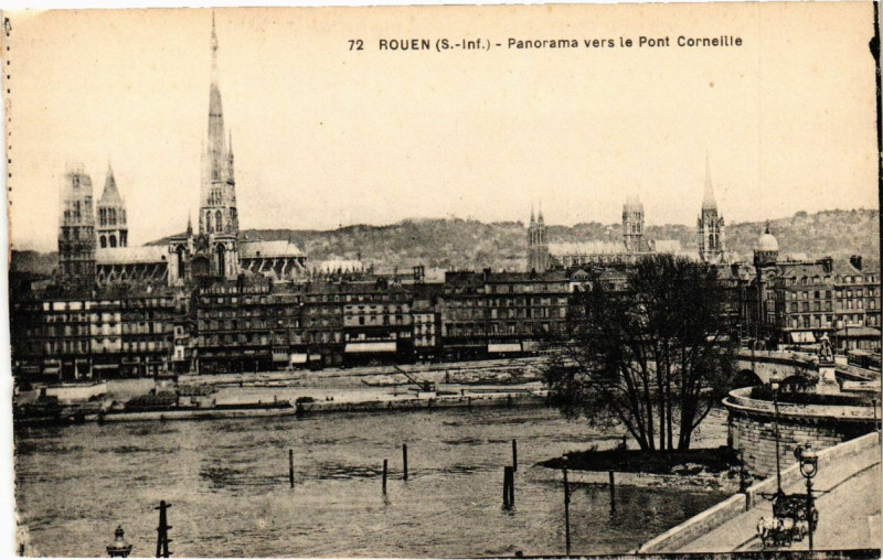 Carte postale ancienne Rouen-Panorama vers le Pont Corneille à Rouen