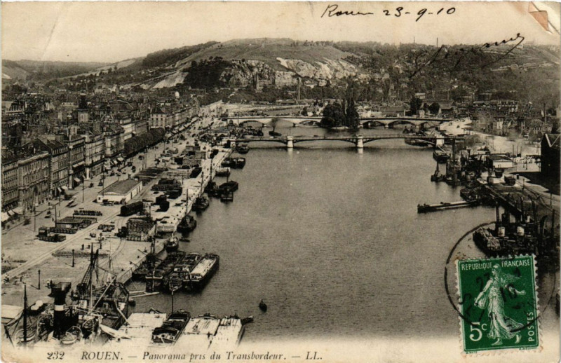 Carte postale ancienne Rouen-Panorama pris du Transbordeur à Rouen