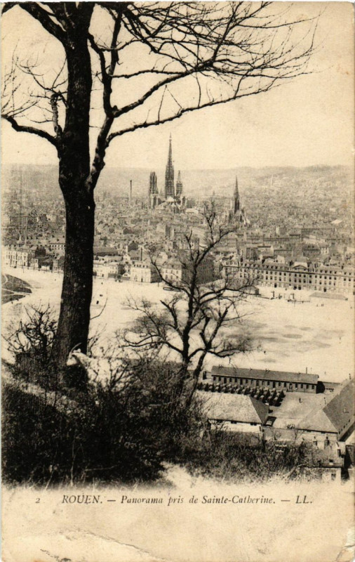 Carte postale ancienne Rouen-Panorama pris de Sainte-Catherine à Rouen