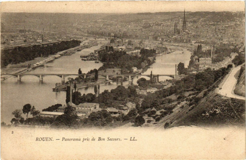 Carte postale ancienne Rouen-Panorama pris de Bon Secours à Rouen