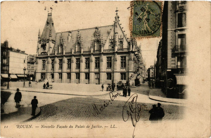 Carte postale ancienne Rouen-Nouvelle Facade du Palais de Justice à Rouen