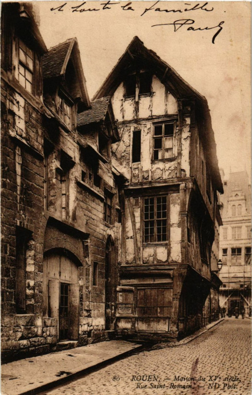 Carte postale ancienne Rouen-Maison Rue Saint-Romain à Rouen