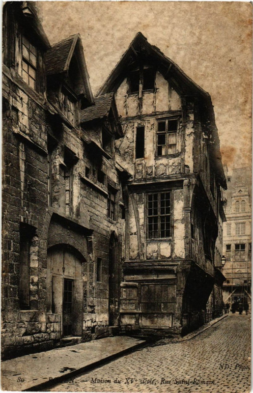 Carte postale ancienne Rouen-Maison Rue Saint-Romain à Rouen