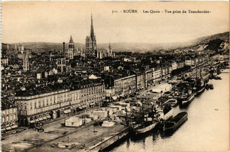 Carte postale ancienne Rouen-Les Quais-Vue prise du Transbordeur à Rouen
