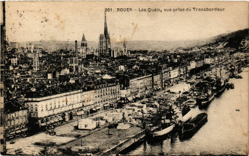 Carte postale ancienne Rouen-Les Quais vue prise du Transbordeur à Rouen