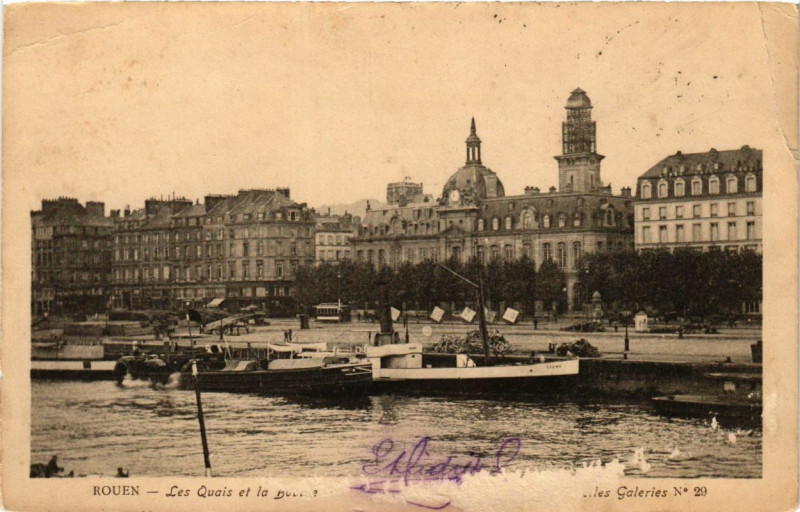 Carte postale ancienne Rouen-Les Quais à Rouen