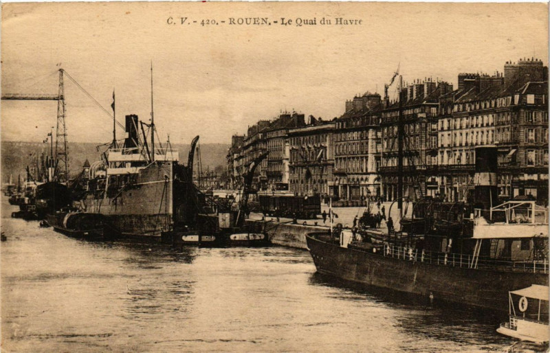 Carte postale ancienne Rouen-Le Quai du Havre à Rouen