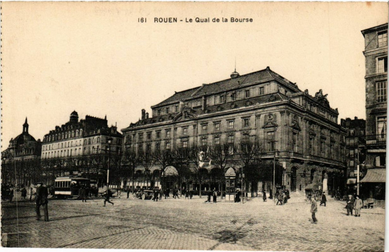 Carte postale ancienne Rouen-Le Quai de la Bourse à Rouen