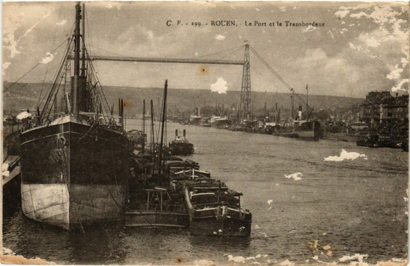 Carte postale ancienne Rouen-Le Port et le Transbordeur à Rouen