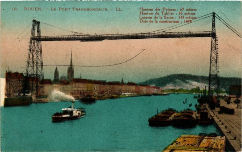 Carte postale ancienne Rouen-Le Pont Transbordeur à Rouen