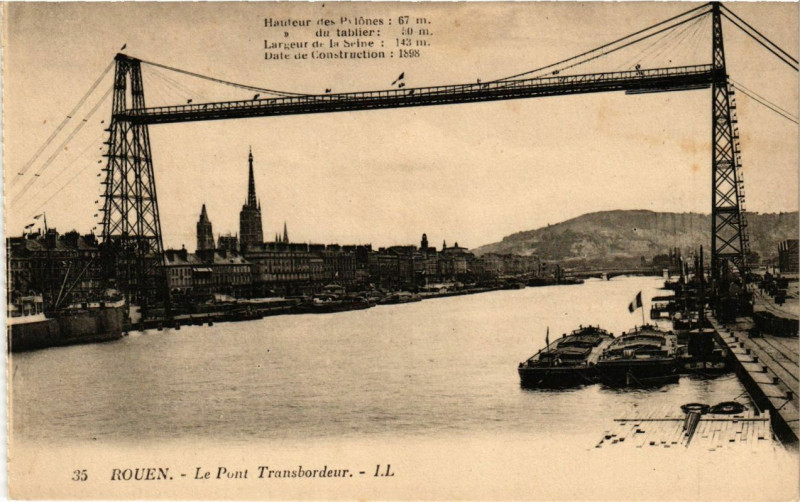 Carte postale ancienne Rouen-Le Pont Transbordeur à Rouen