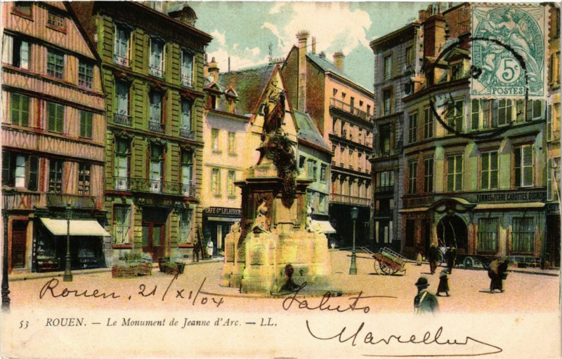 Carte postale ancienne Rouen-Le Monument de Jeanne d'Arc à Rouen
