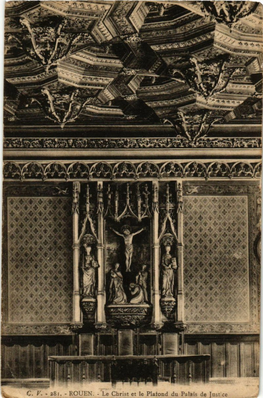 Carte postale ancienne Rouen-Le Christ et le Platond du Palais de Justice à Rouen