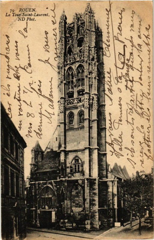 Carte postale ancienne Rouen-La Tour Saint-Laurent à Rouen