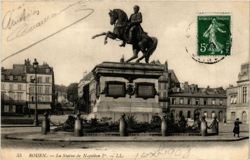 Carte postale ancienne Rouen-La Statue de Napoleon à Rouen