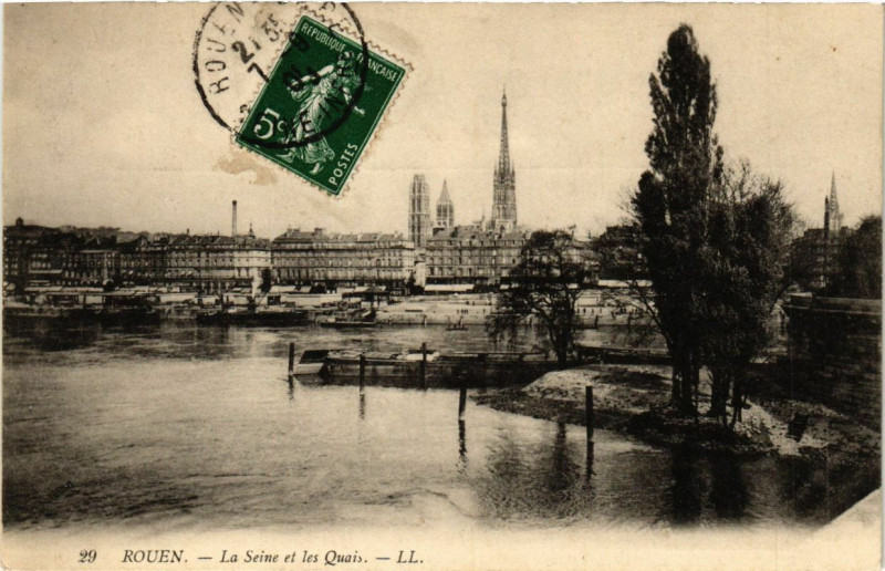 Carte postale ancienne Rouen-La Seine et les Quais à Rouen