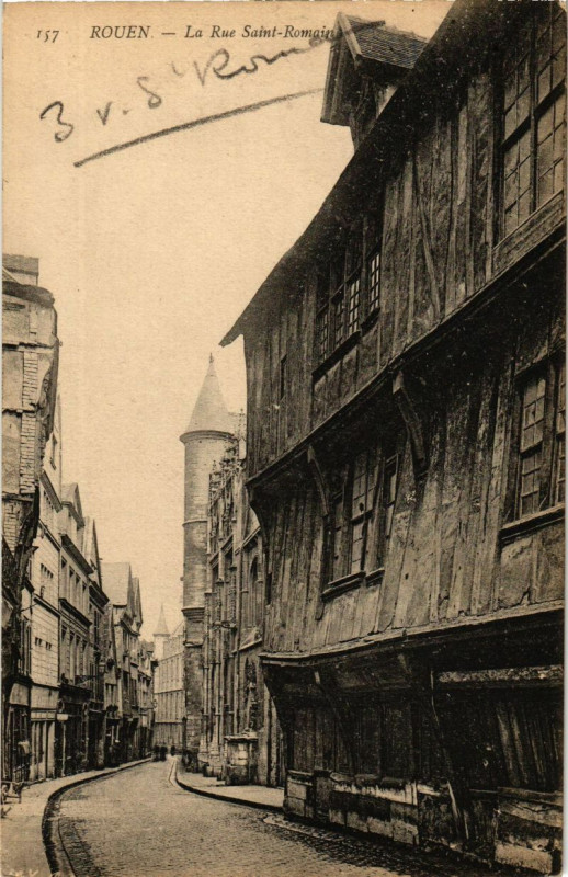 Carte postale ancienne Rouen-La Rue Saint-Romain à Rouen