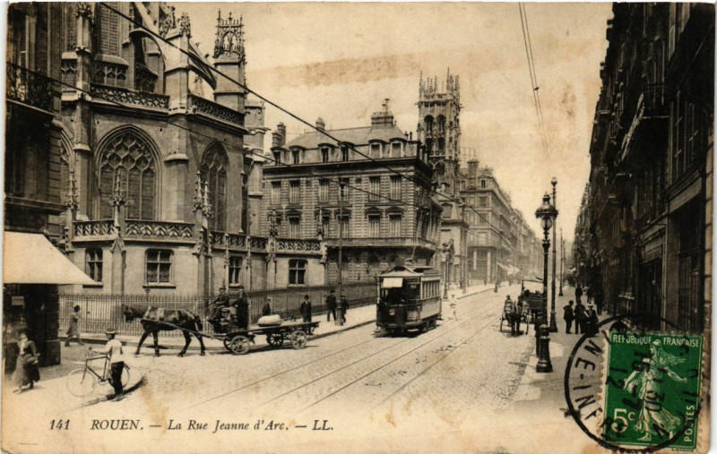 Carte postale ancienne Rouen-La Rue Jeanne d'Arc à Rouen