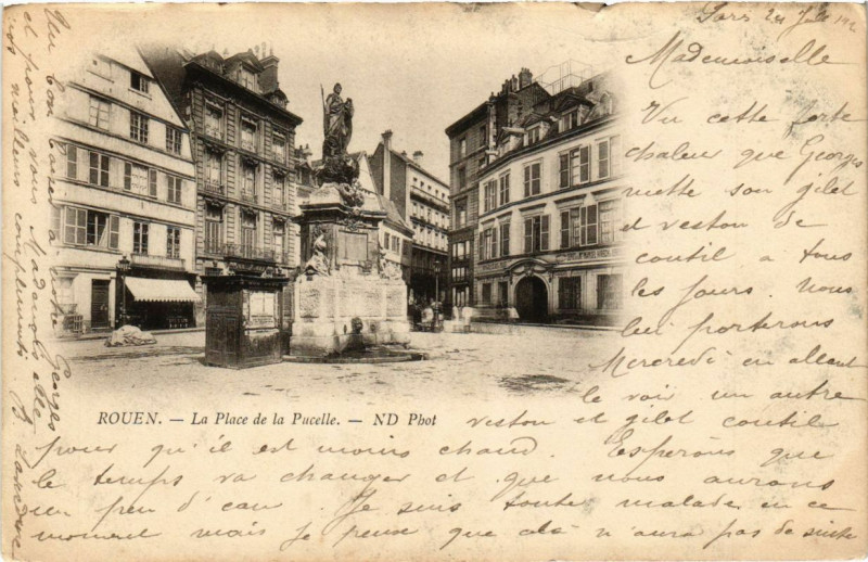 Carte postale ancienne Rouen-La Place de la Pucelle à Rouen