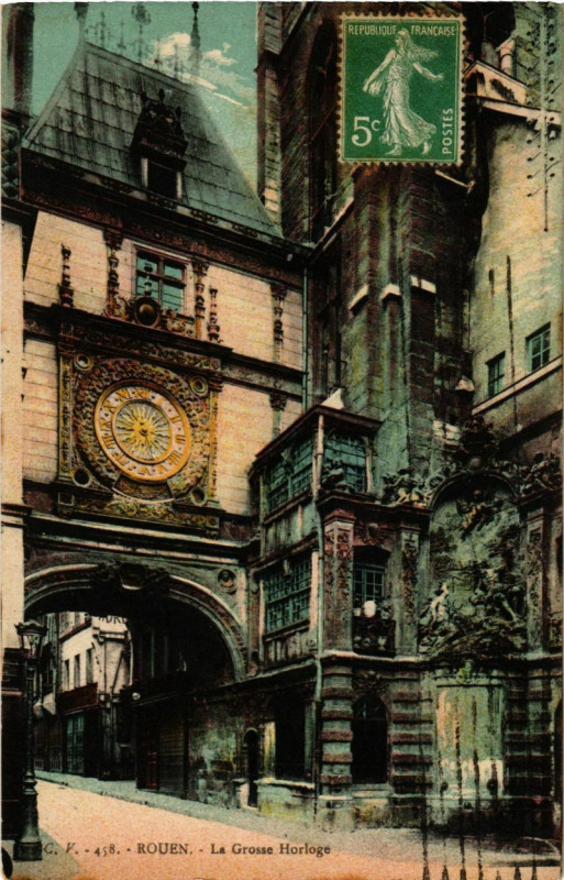Carte postale ancienne Rouen-La Grosse Horloge à Rouen