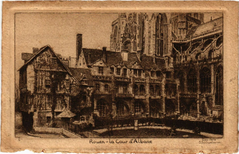 Carte postale ancienne Rouen-La Cour d'Albane à Rouen