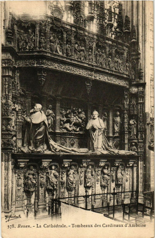 Carte postale ancienne Rouen-La Cathedrale-Tombeaux des Cardinaux d'Amboise à Rouen