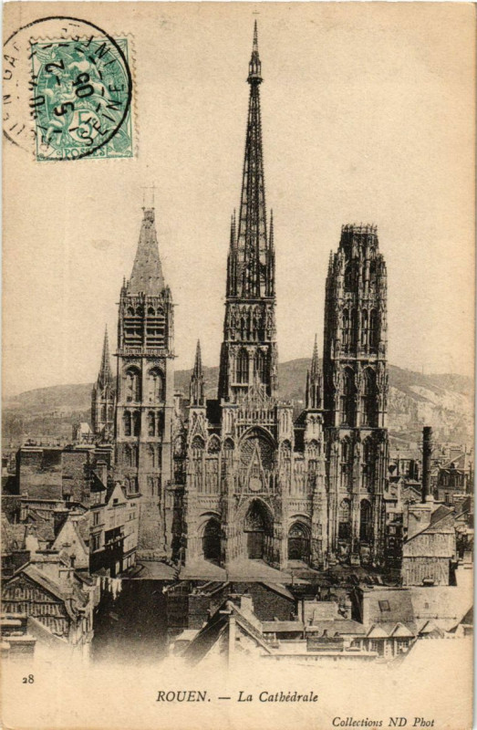 Carte postale ancienne Rouen-La Cathedrale à Rouen